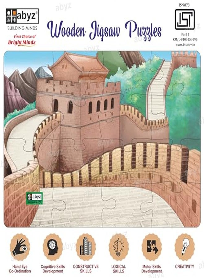 ABYZ Wooden Jigsaw Puzzle - The Great Wall of China Playset for Fun Educational & Little Explorers, 16-Pieces & Pack of 3 Multicolor | Birthday Gift for (3 Plus Years) Age Kids. - Image 4